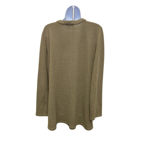 L Love Olive Lace-Up Waffle Knit Top Long Sleeve Boho Cottagecore L - Picture 3 of 4